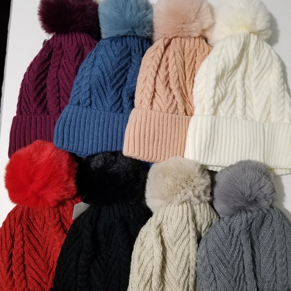 2 for $24 Knit Cable Pom Benie Hat